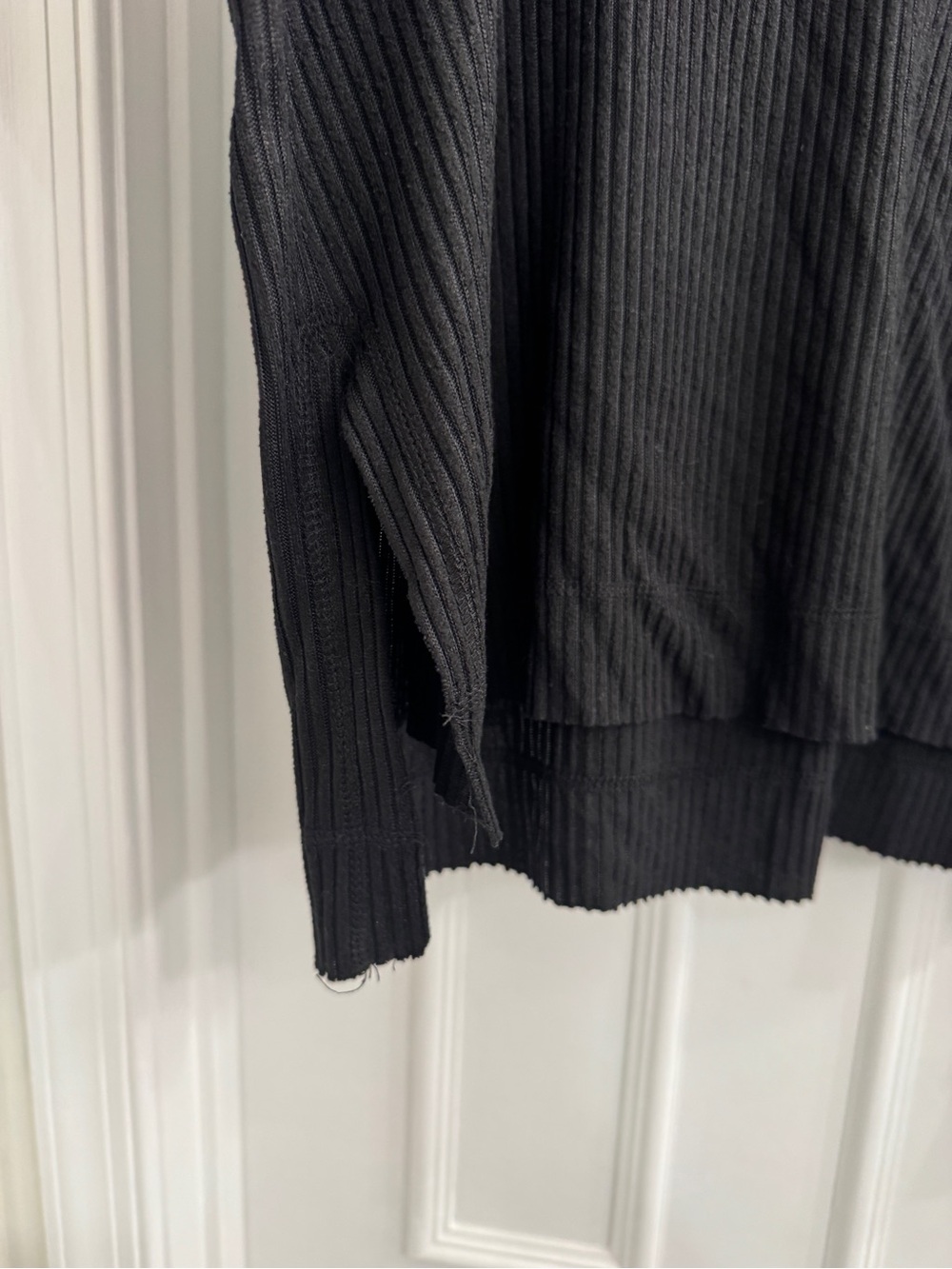 Able Black Ribbed V-Neck Waffle Pullover - Picture 3 of 3